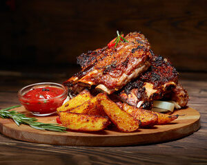 BBQ Beef ribs and Wedges