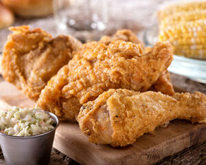 Chicken drumsticks with coleslaw